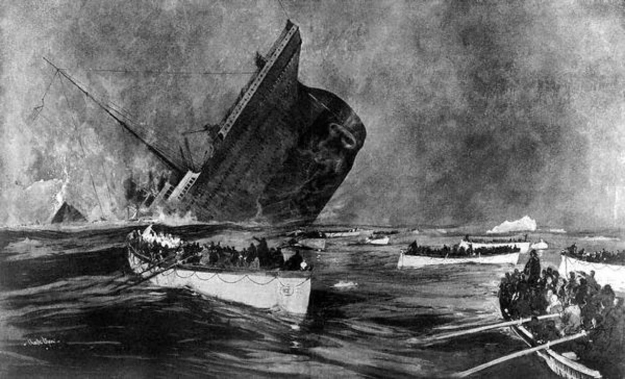 Imagined view of Titanic's final plunge
