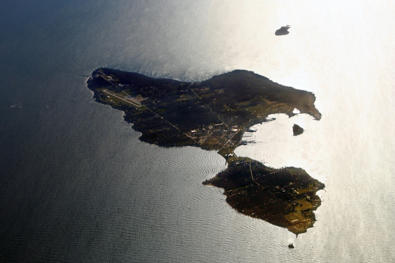 South Bass Island from the air, looking west, over Put-In-Bay