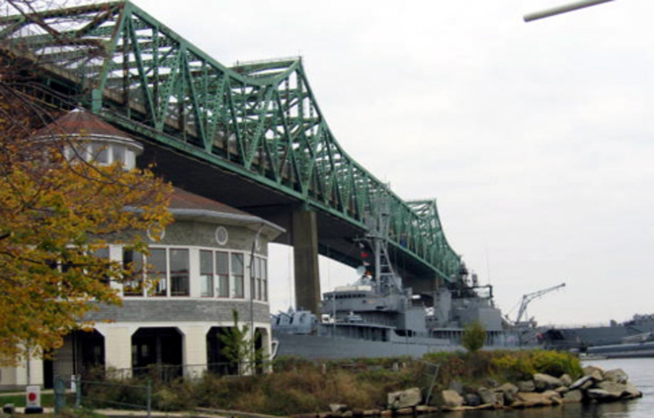 Lincoln Park carousel under the Braga Bridge at Battleship Cove
