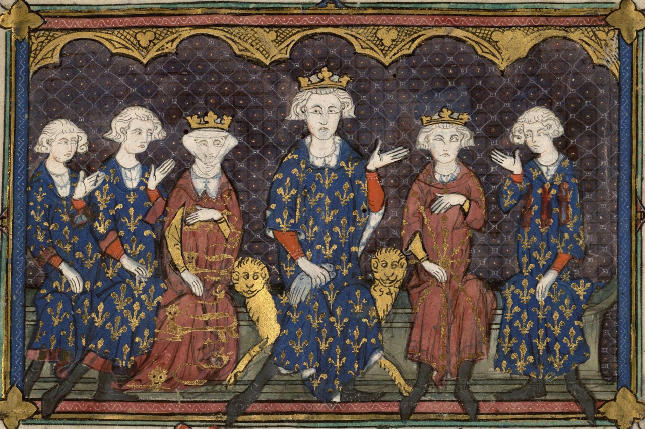 Some of the principal actors in the Tour de Nesle Affair, depicted in 1315, the year after the scandal broke

