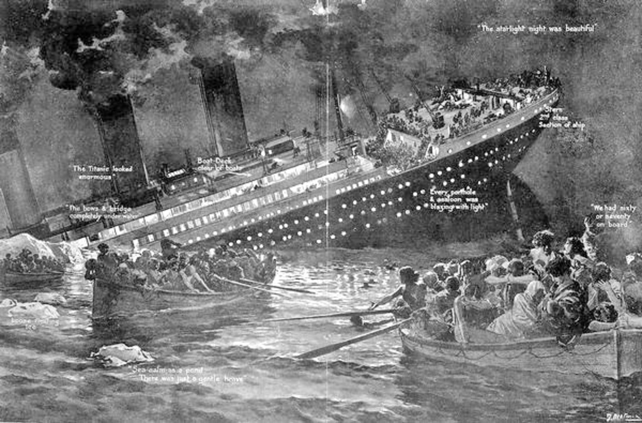 Illustration of the sinking of the Titanic
