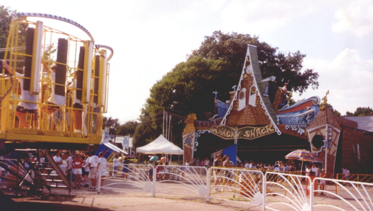 Tilt-A-Whirl ride and Whacky Shack (1997)
