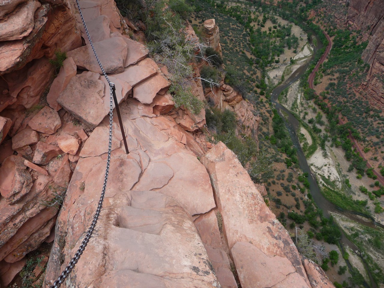Zion Canyon viewed from Angels Landing, showing the immense vertical relief
