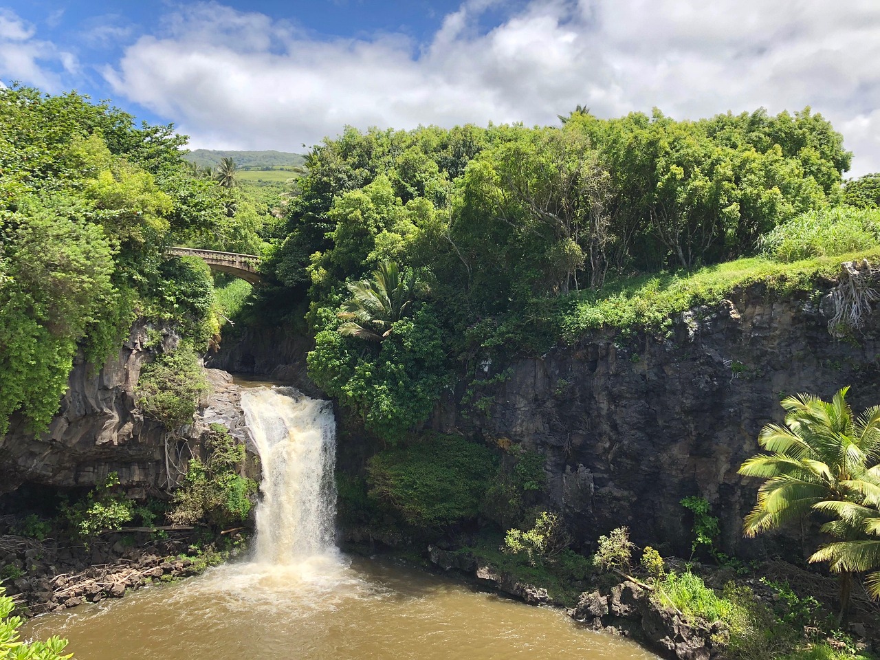 Waterfall near Hana Highway, Maui, Hawaii