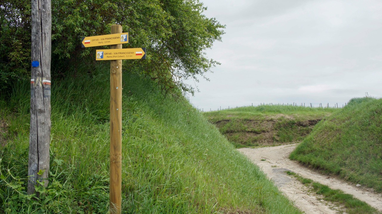 The Via Francigena crossing the Massif de Saint Thierry, Champagne
