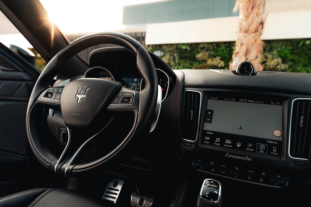 Black Steering Wheel of Maserati Car