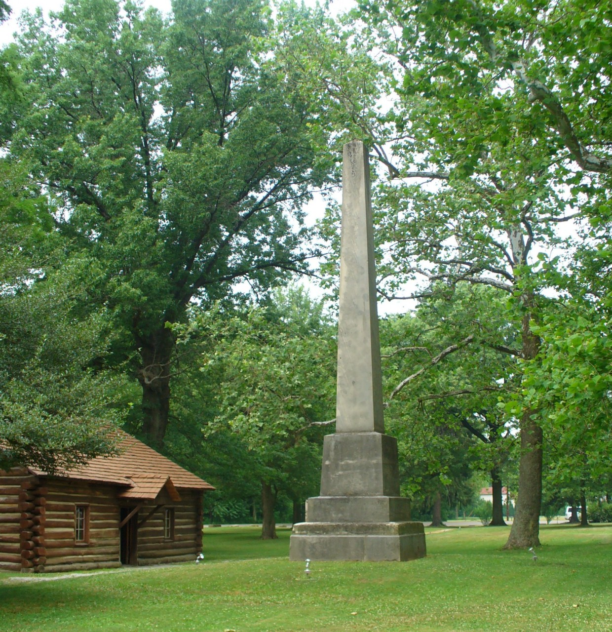 Monument at the Gnadenhutten Massacre Site, located in the cemetery at Gnadenhutten, Ohio, United States.