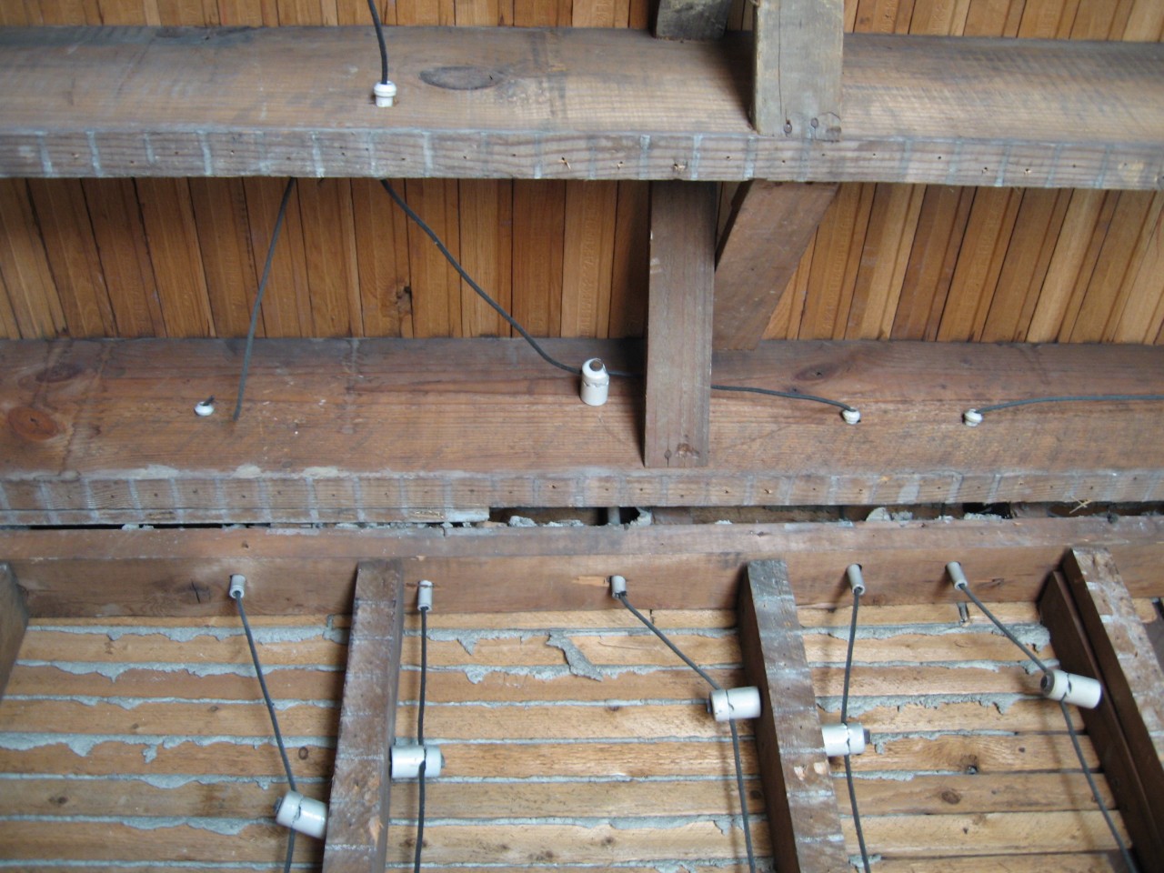 Old cloth-insulated wiring in a 1930 home.