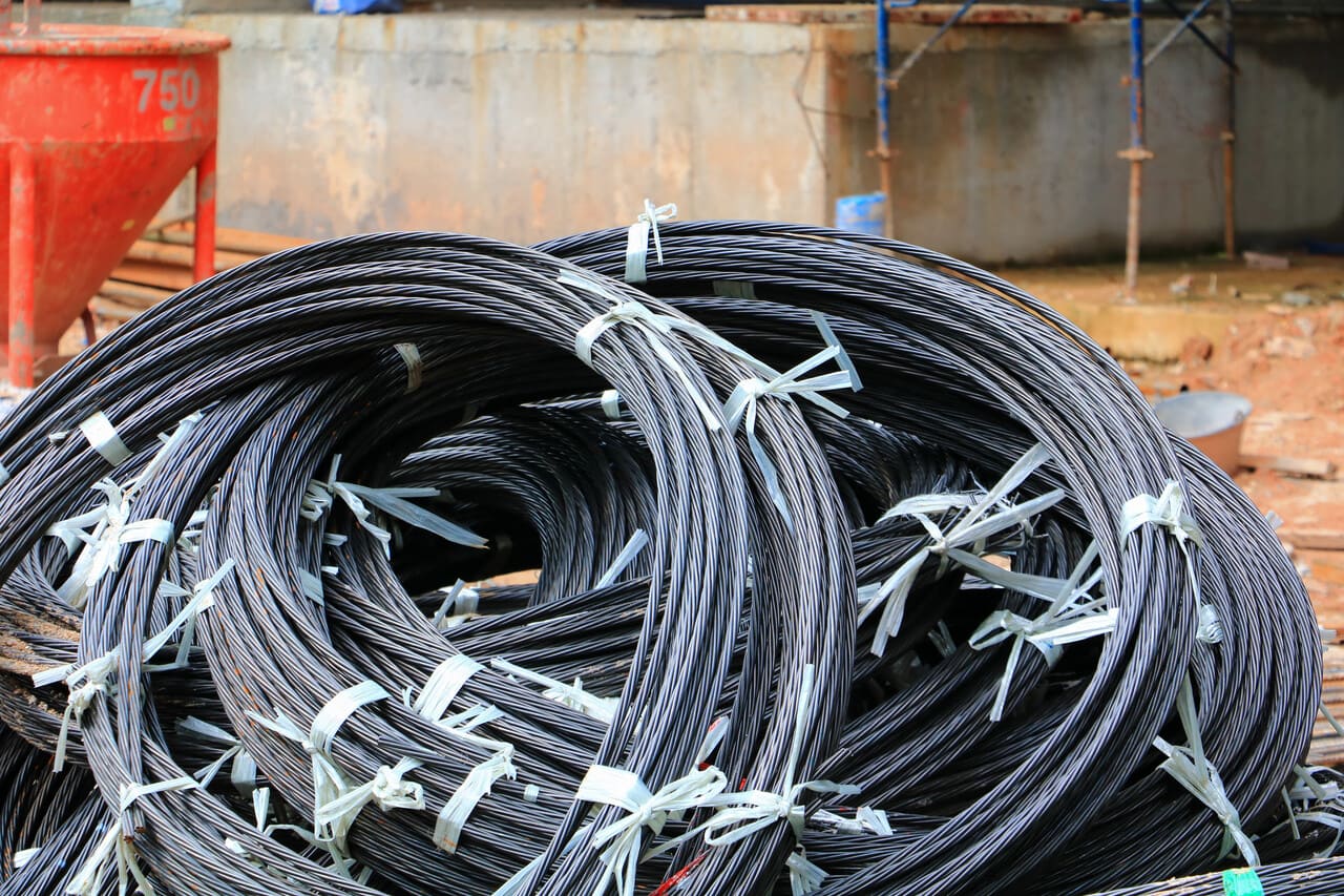 Heavy-gauge wire coiled and ready for installation.