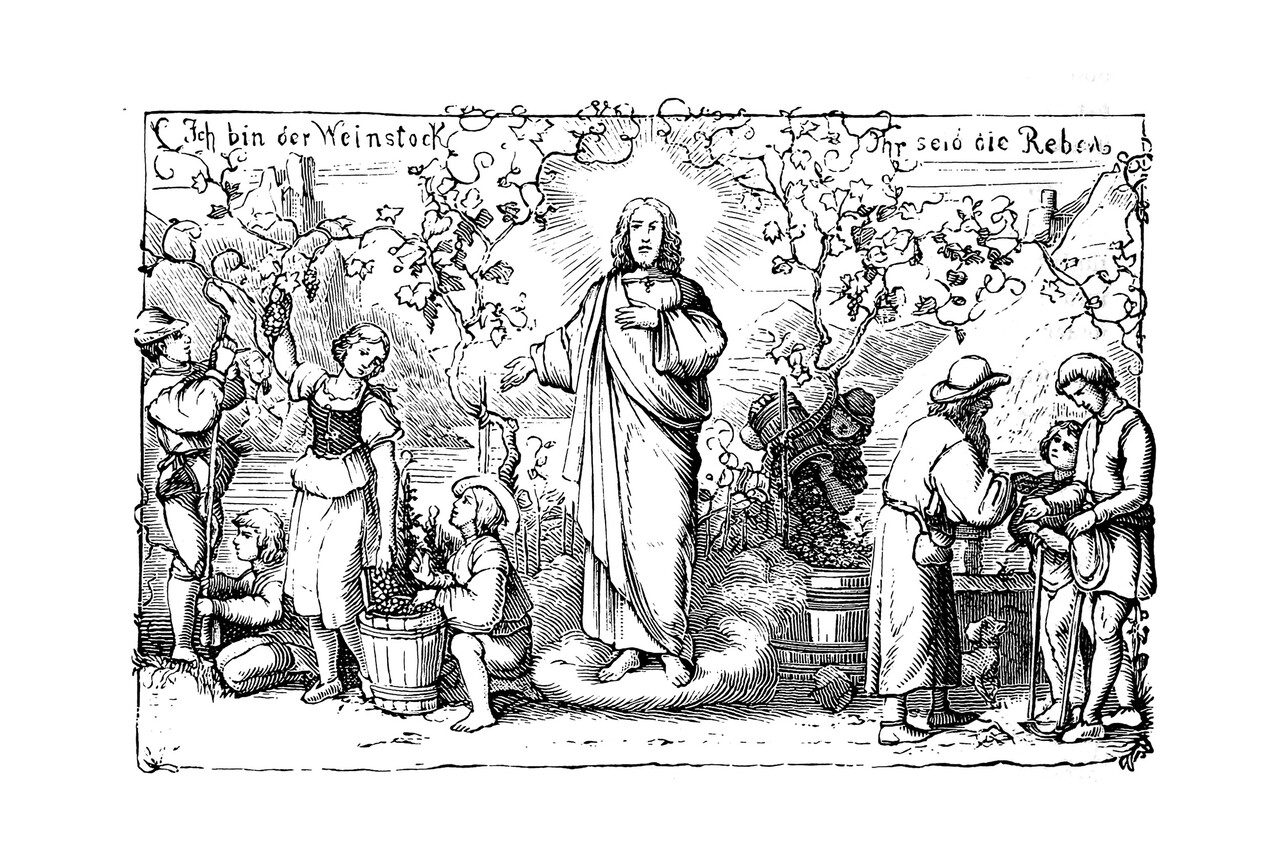 An 18th-century style illustration of holiday gatherings.