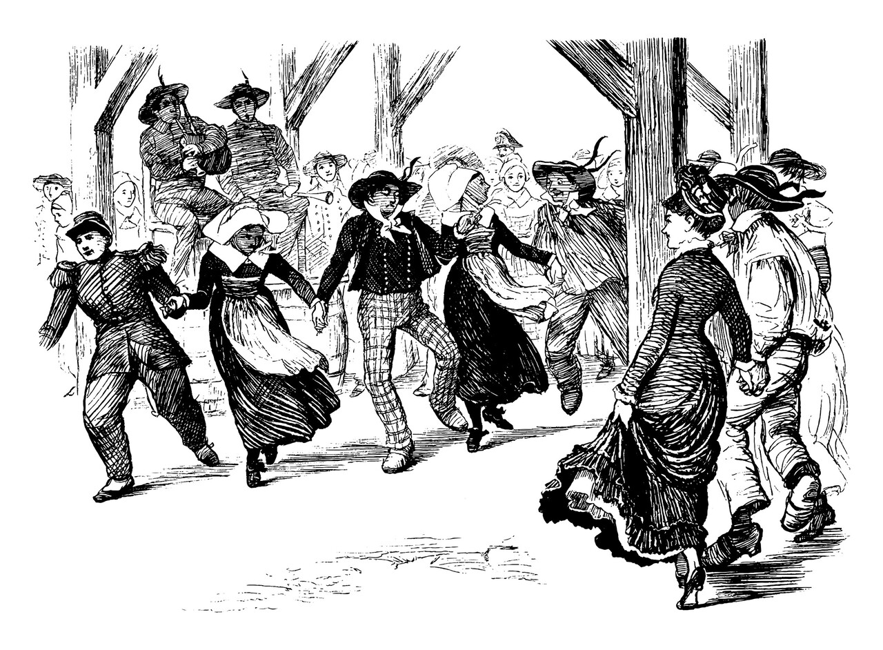 Eighteenth-century street performance illustration.