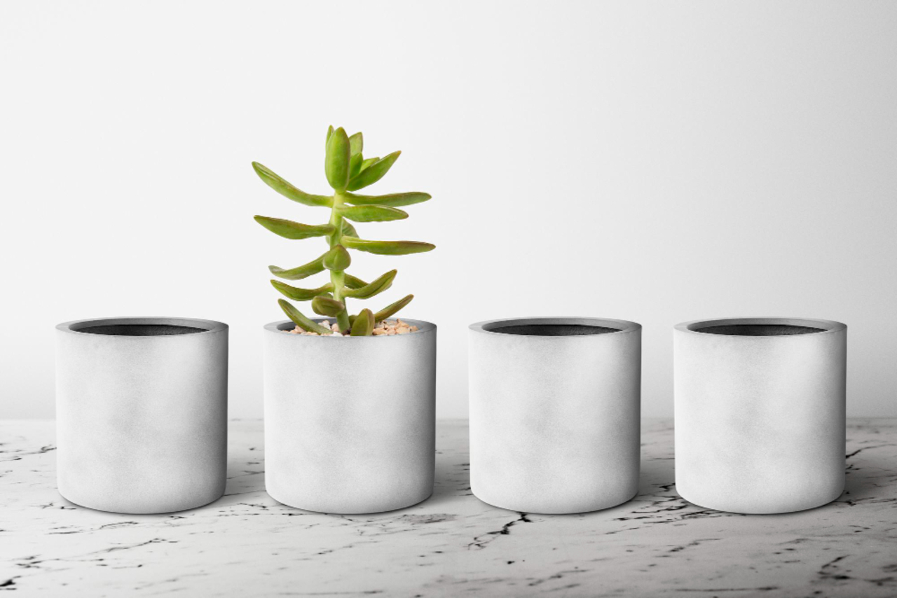 White Concrete Planters