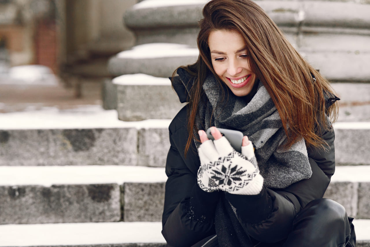 Woodland scarf, embroidered gloves
