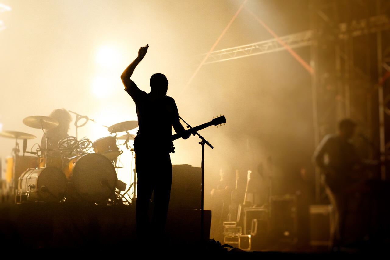 Bands silhouettes on a concert