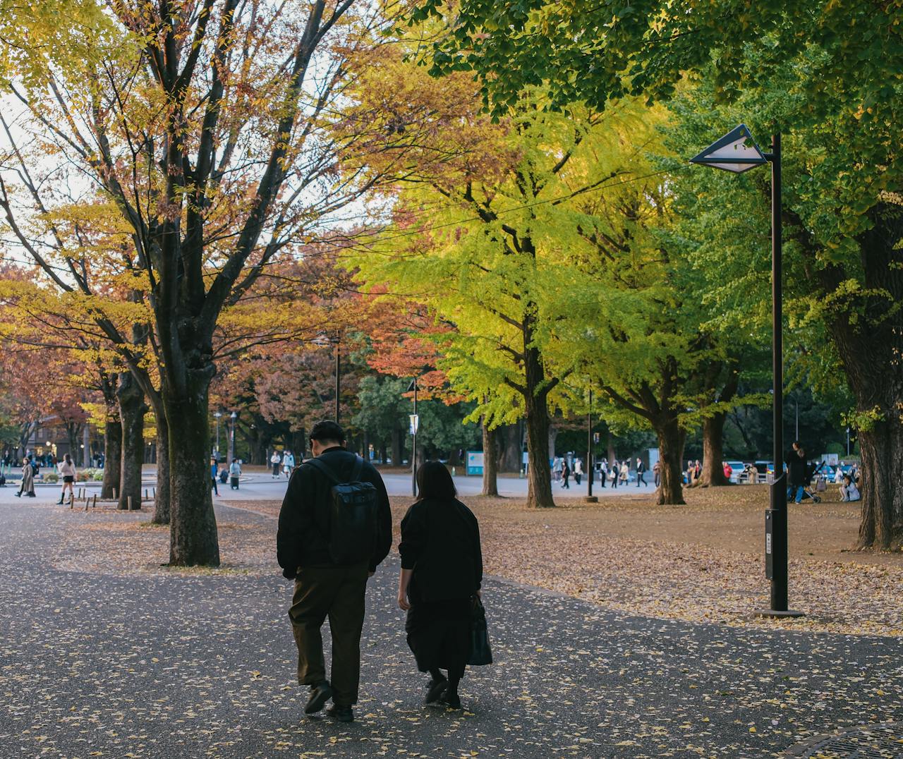 Couple walking politely with minimal contact