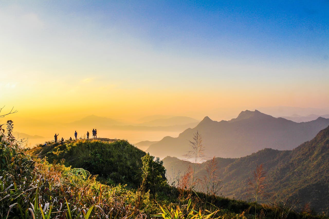 A landscape scene from a national park at sunrise,