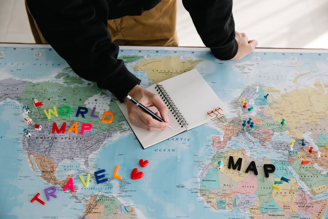 A world map with pins highlighting various countries that enforce unusual laws; soft daylight colors; no people; neutral travel vibe.