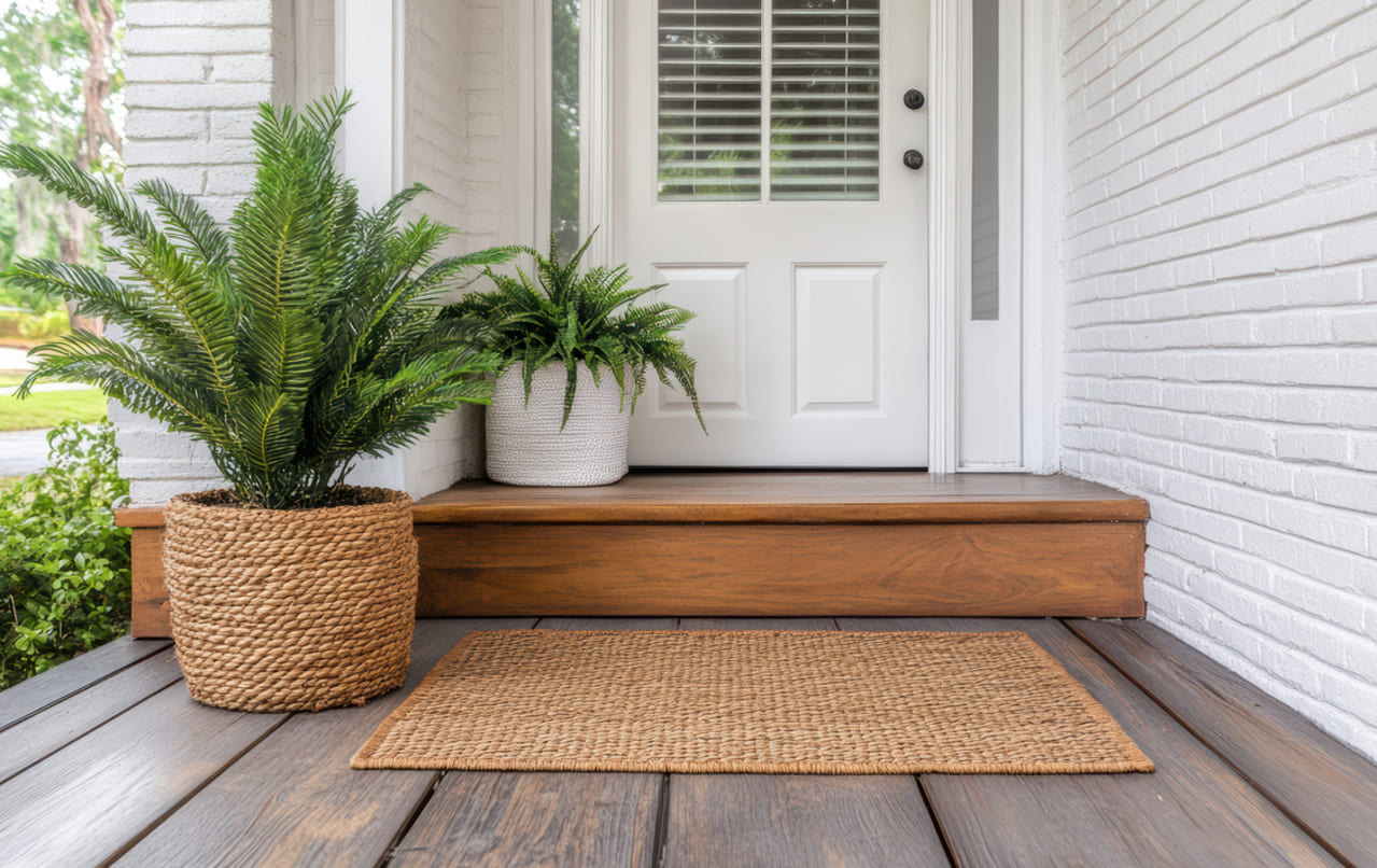 Home entrance with a small mat for respectful foot placement