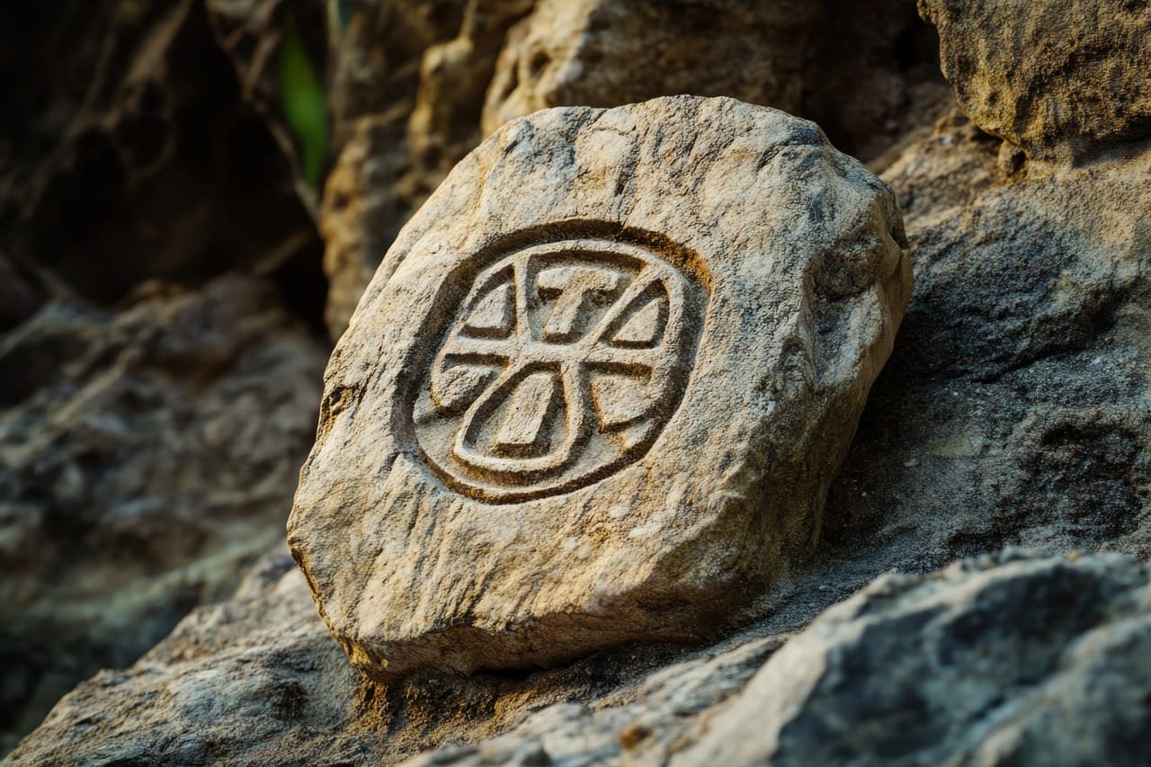 A quiet image of a Hawaiian language place name carved in stone or wood,