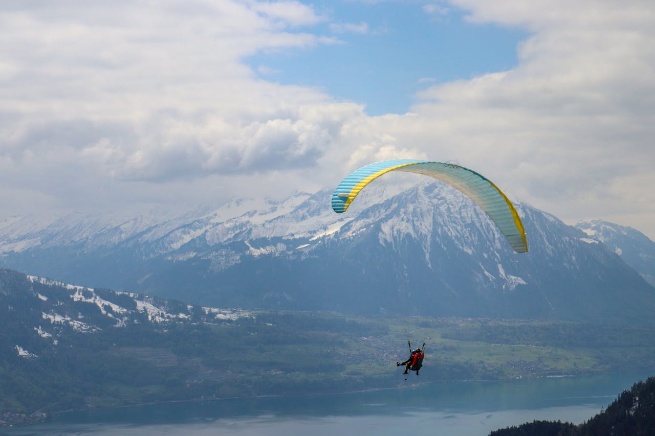 Paragliding Above the Peaks of Interlaken, Switzerland