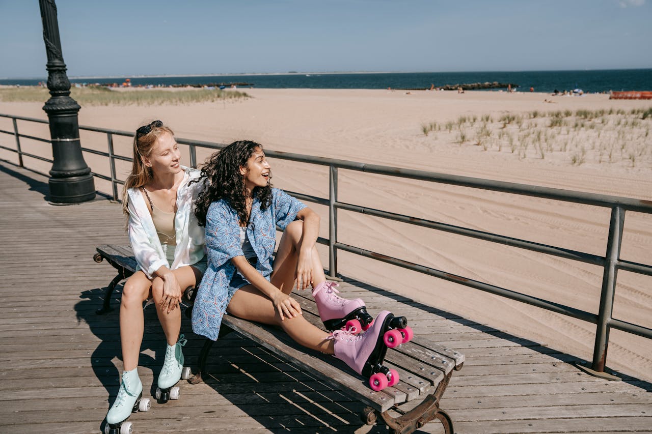 Locals speaking along a coastal street in the Carolinas near the Atlantic Ocean