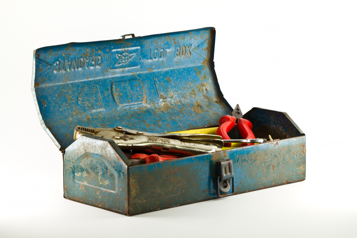 Vintage Steel Toolboxes With Faded Logos