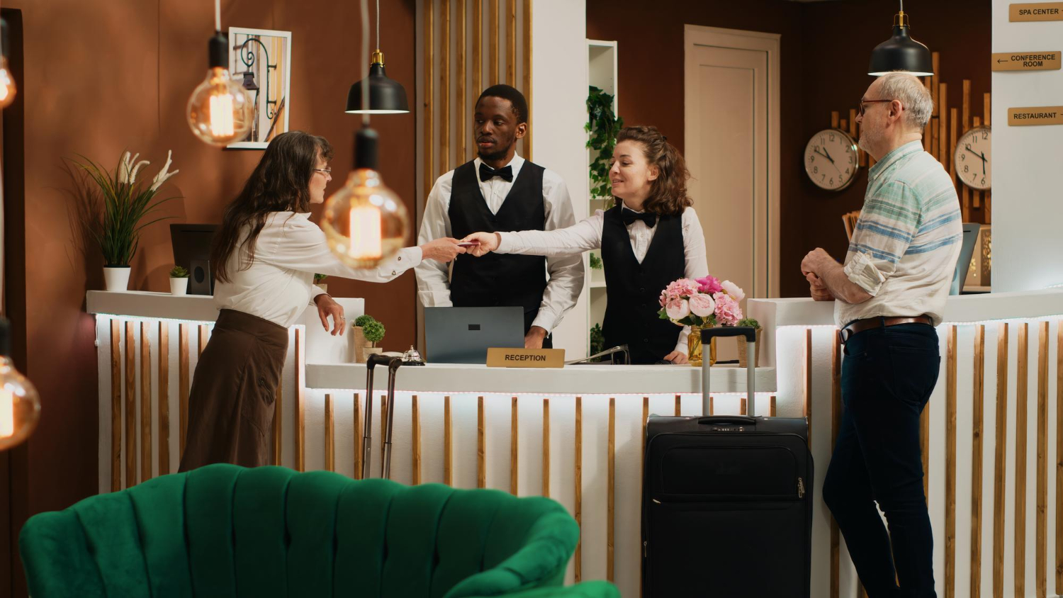 Greeting Fellow Guests With Warm Smiles and Conversation