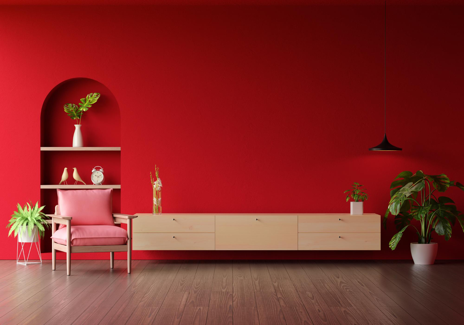 Bold Color Blocking On One Wall