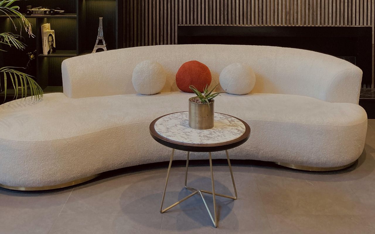 Rounded Sofas and Curved Fireplaces