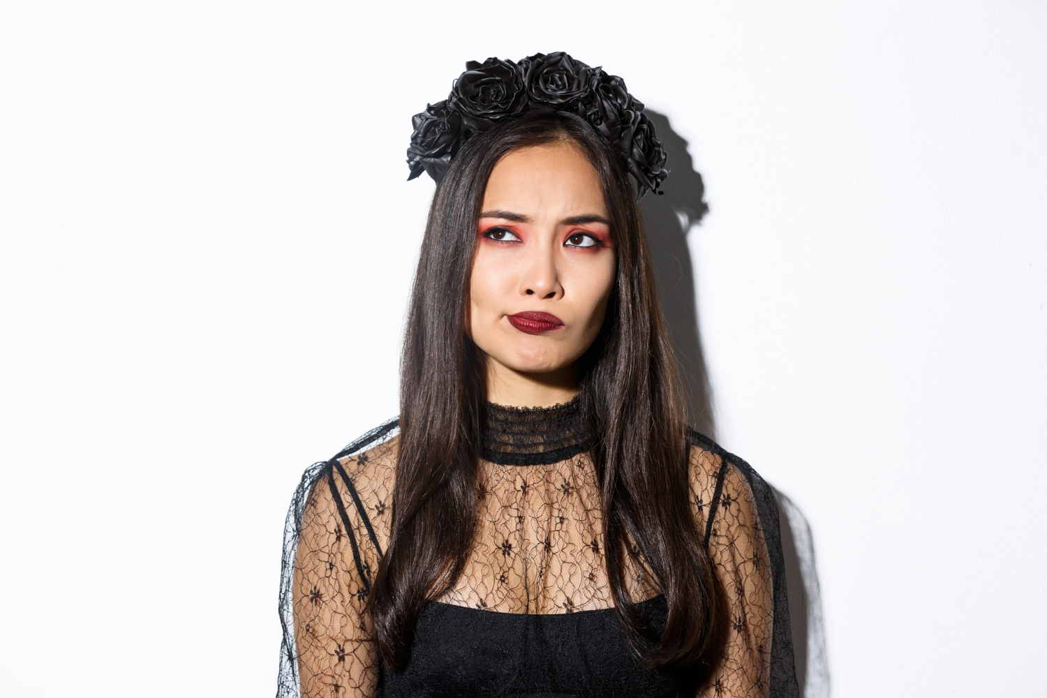 Romantic Goth Half Up Hairstyle With Velvet Detail