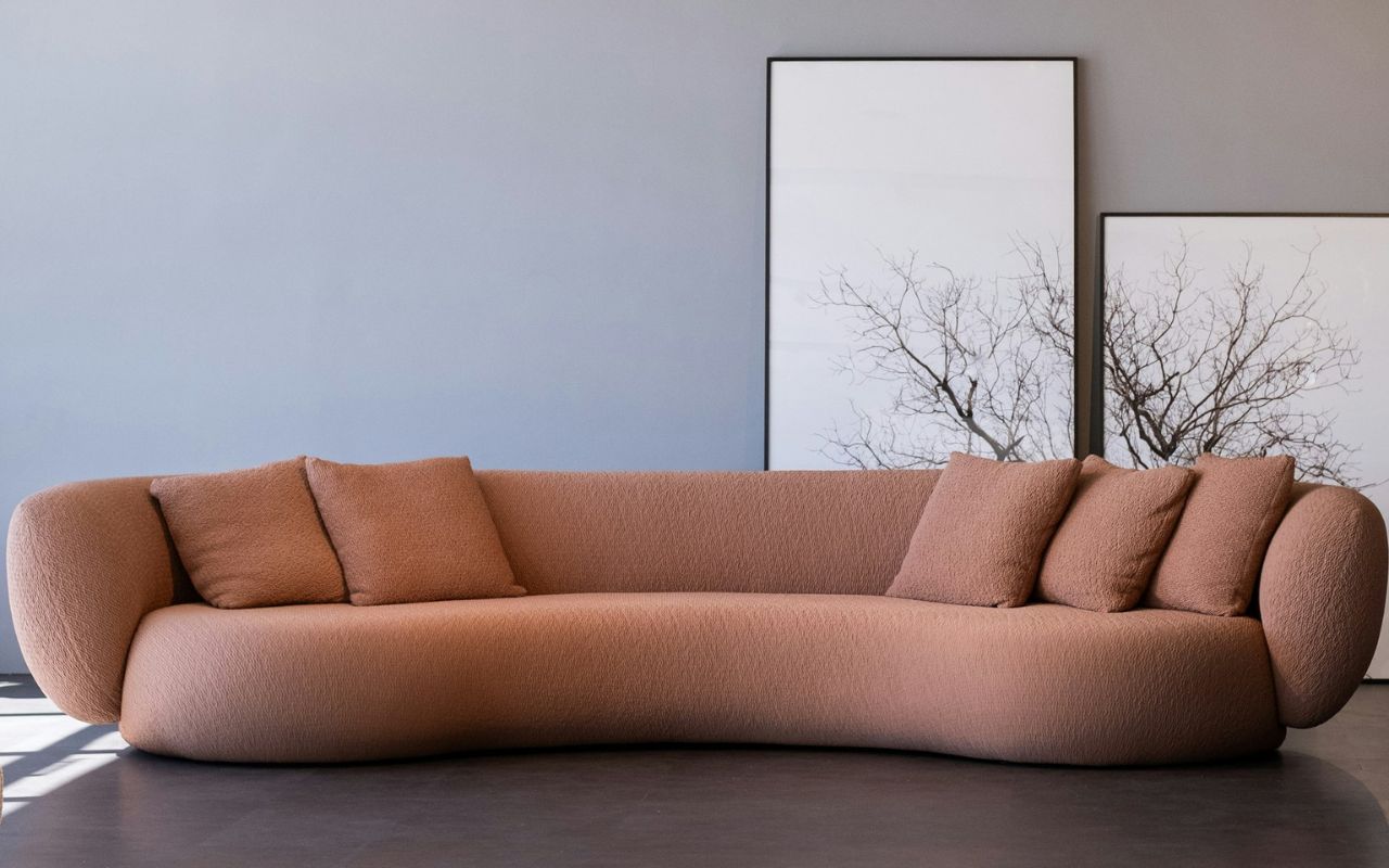 Curved Sofas With Channel Tufting