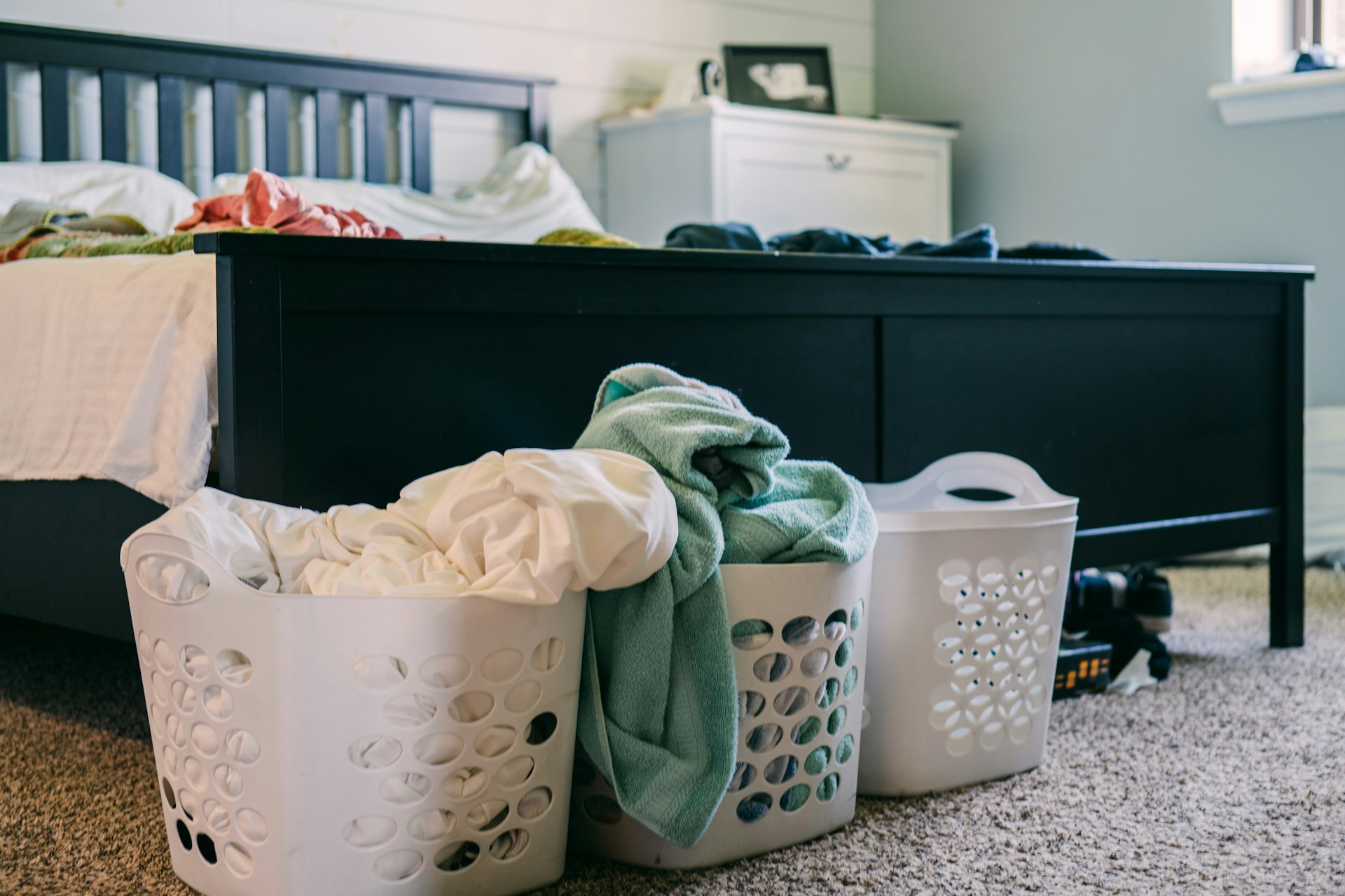 Laundry Left in Open Baskets