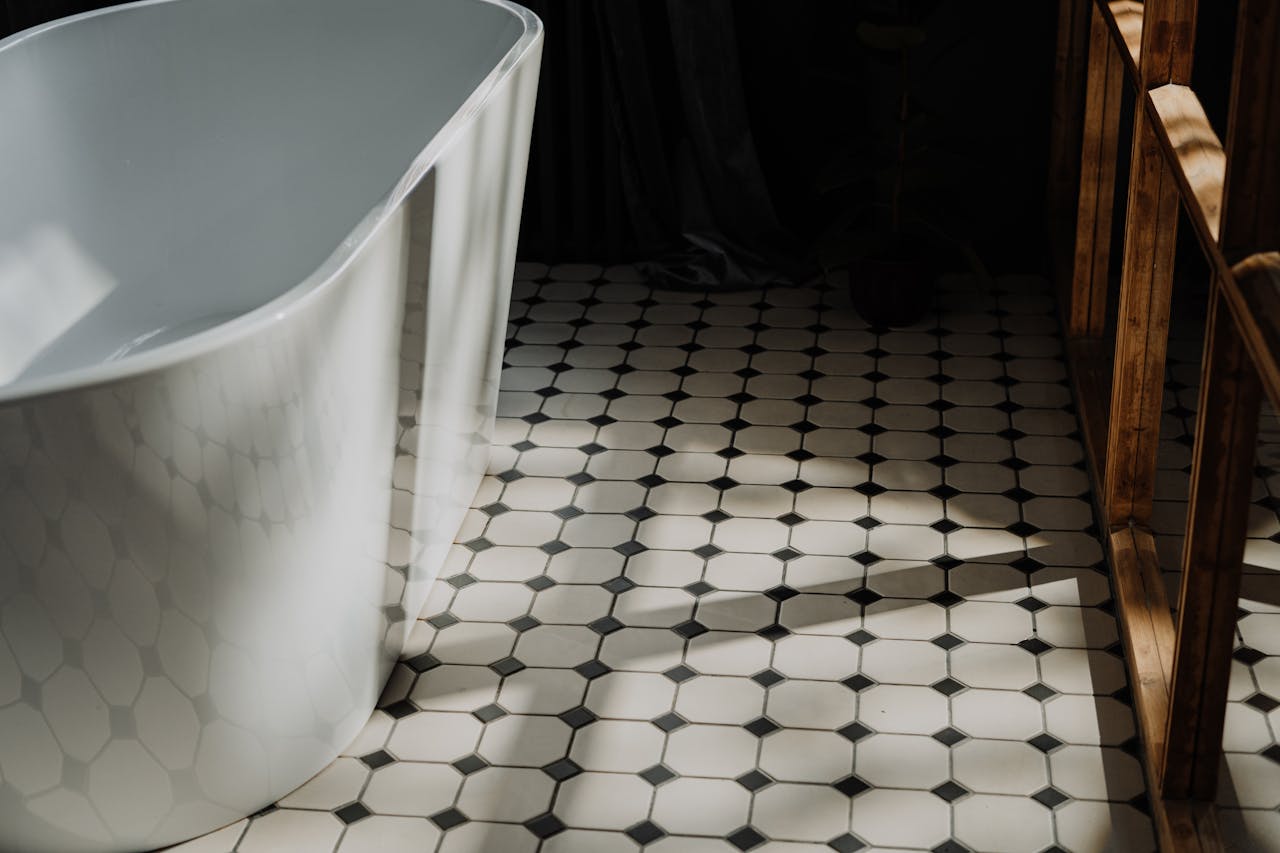 Patterned Tile Floors That Clash With Modern Fixtures