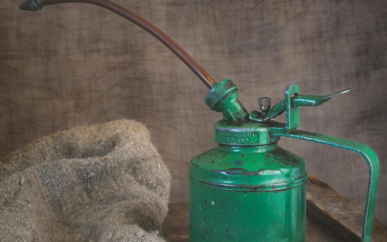 Oil Cans With Brass Tops and Patina