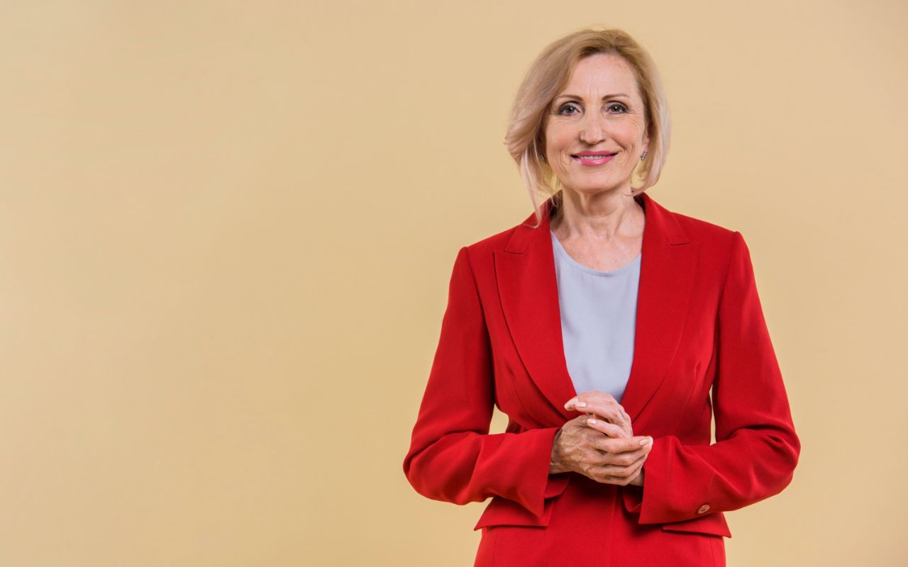 Neutral Tee Under a Patterned Blazer