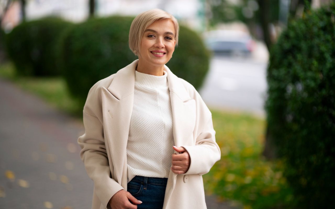 Monochrome Tee-and-Blazer Ensemble